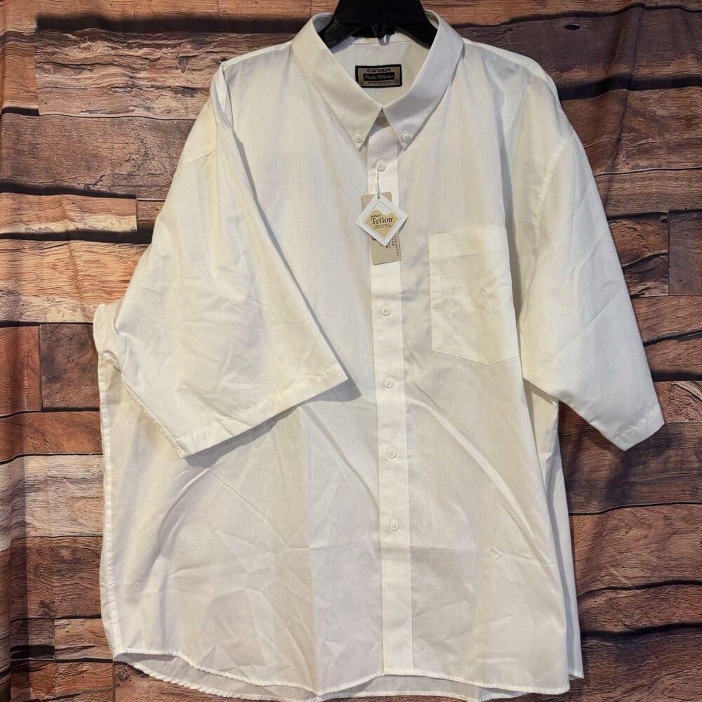 Canada Sportswear Studio Collection 3XL White S/S Button Up Shirt Teflon NWT